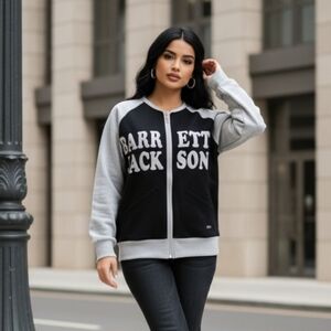 Women's Black and Gray Varsity Jacket Size XL